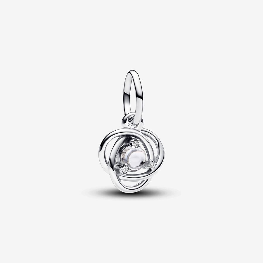 April Crystal Birthstone Eternity Circle Dangle Charm