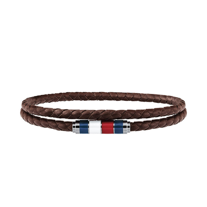 Tommy Hilfiger Jewellery Stainless Steel & Brown Leather Men's Bracelet