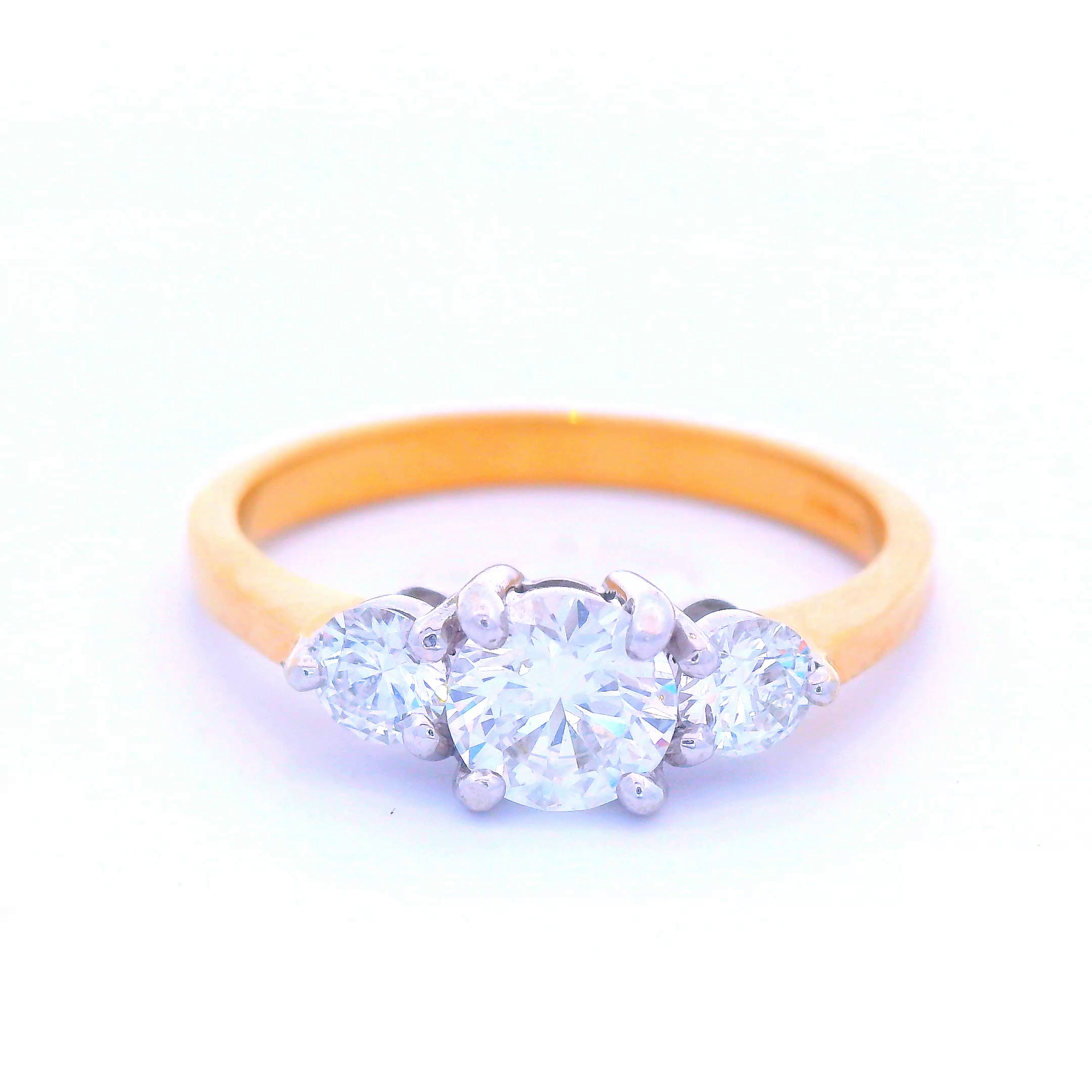 Trilogy Diamond Ring in Yellow Gold TDW 0.83 Carat