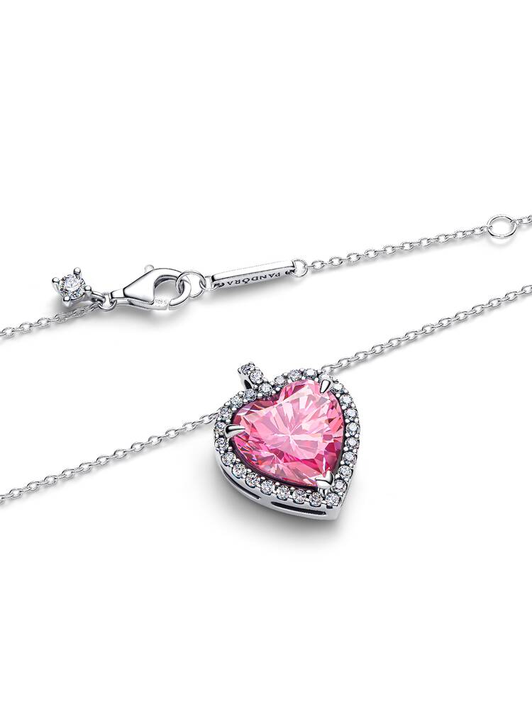 Pandora Pink Halo Heart Collier Necklace