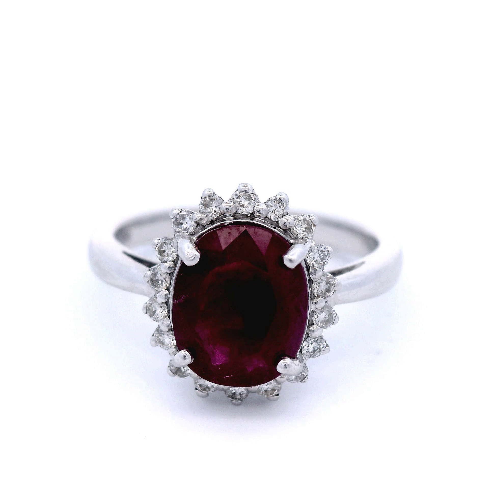 Natural Ruby and Diamond Set in White Gold Dress Ring