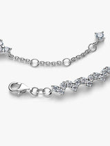 Heart sterling silver tennis bracelet with clear cubic zirconia
