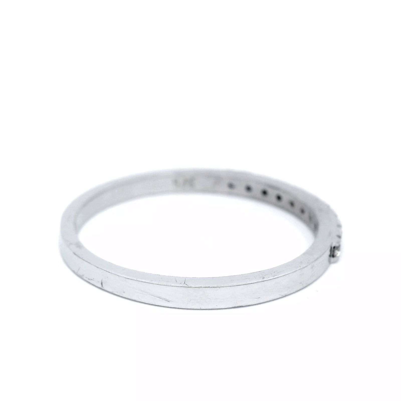 9ct White Gold 0.12ct F/SI2 Diamond Set Wedder SZ N