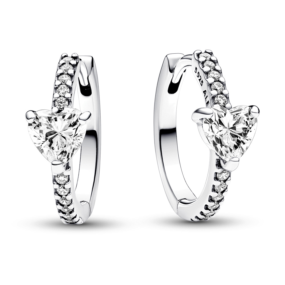 Sparkling Heart Hoop Earrings