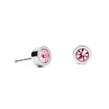 Coeur de Lion Crystal & Stainless Steel Silver Rose Earrings