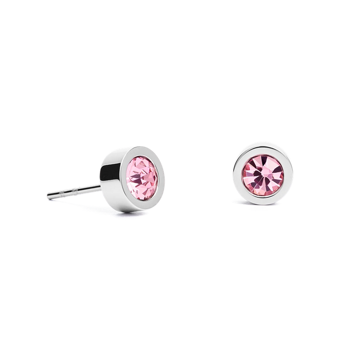 Coeur de Lion Crystal & Stainless Steel Silver Rose Earrings