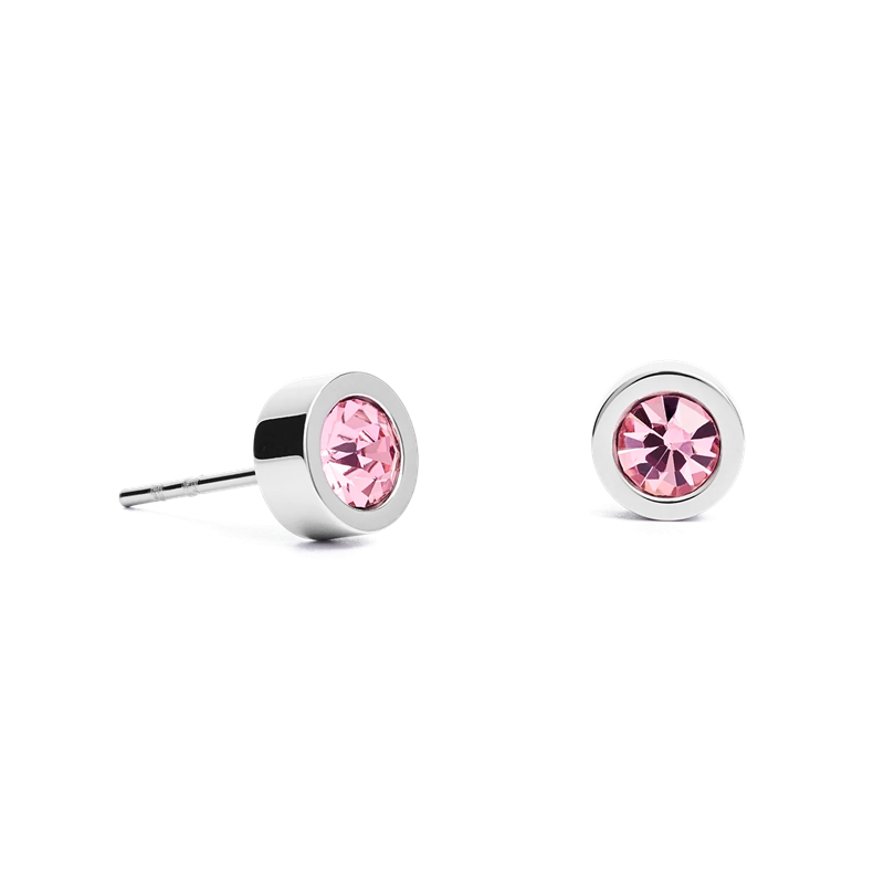 Coeur de Lion Crystal & Stainless Steel Silver Rose Earrings