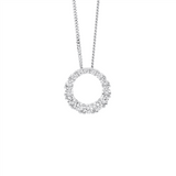 SS gradual wh cz 13mm circle pendant