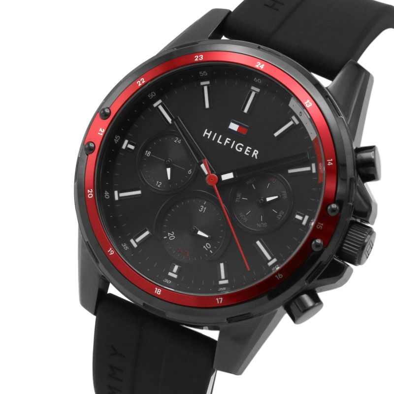 Tommy Hilfiger 'Mason' Collection Multi-Function Sport Watch with Black Silicone Strap.