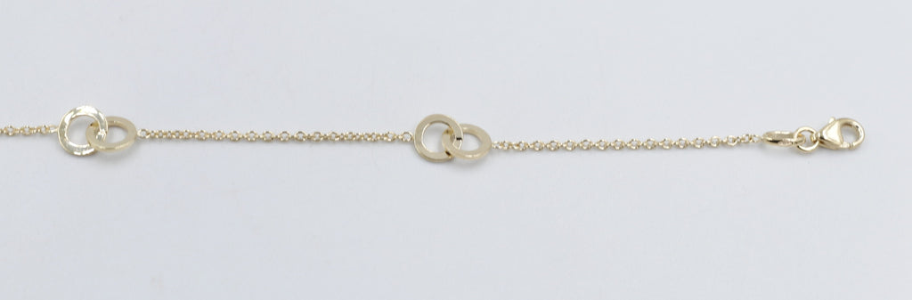 Trace Link with Round Shape Pendents Bracelet in Yellow Gold