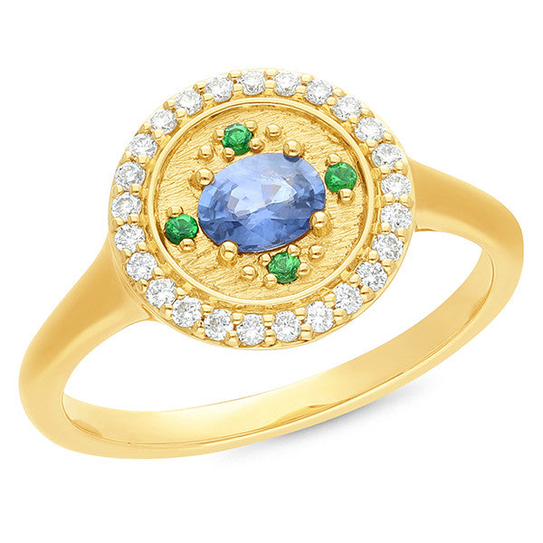 Sapphire Set in Yellow Gold Ring