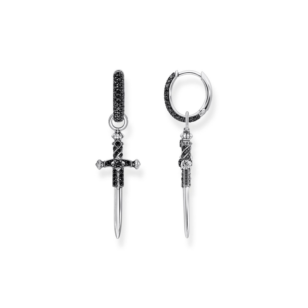 Thomas Sabo Single Hoop Earring with Sword &amp; Black Stones