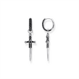 Thomas Sabo Single Hoop Earring with Sword & Black Stones