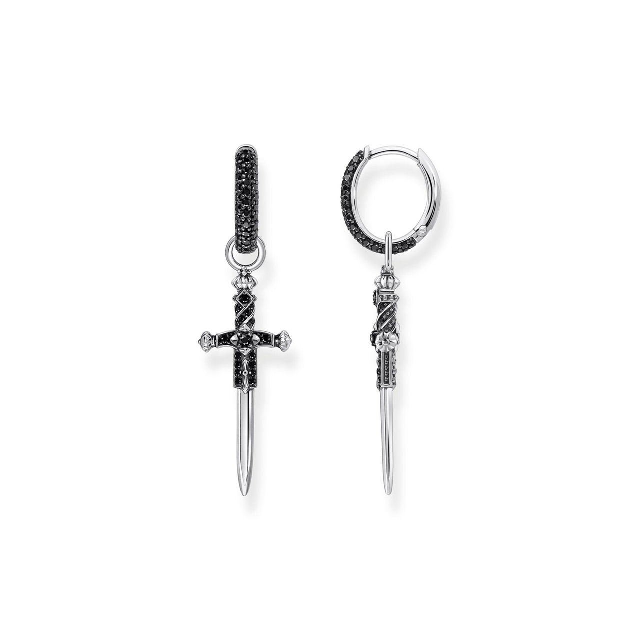 Thomas Sabo Single Hoop Earring with Sword & Black Stones