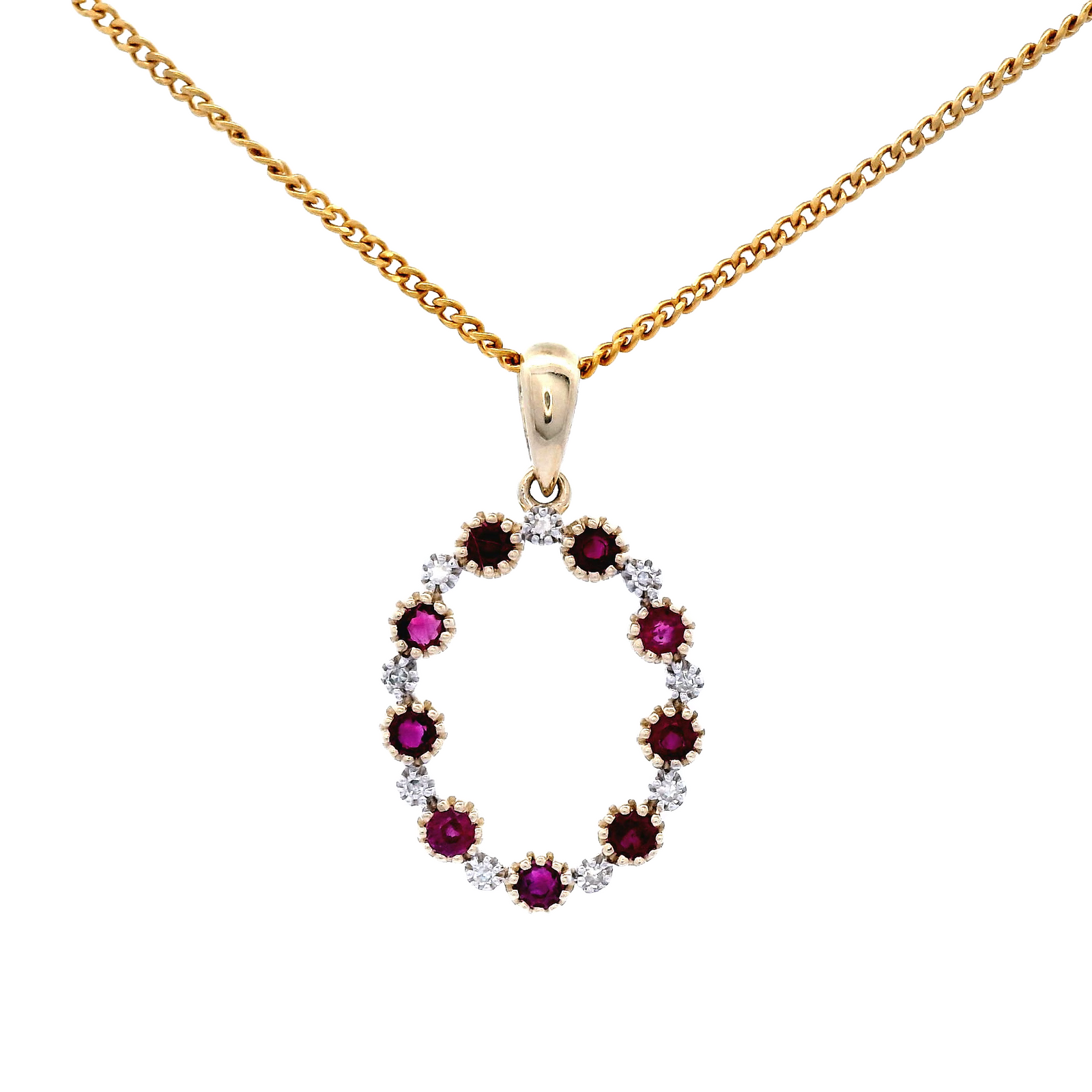 Ruby and Diamond Oval Pendant