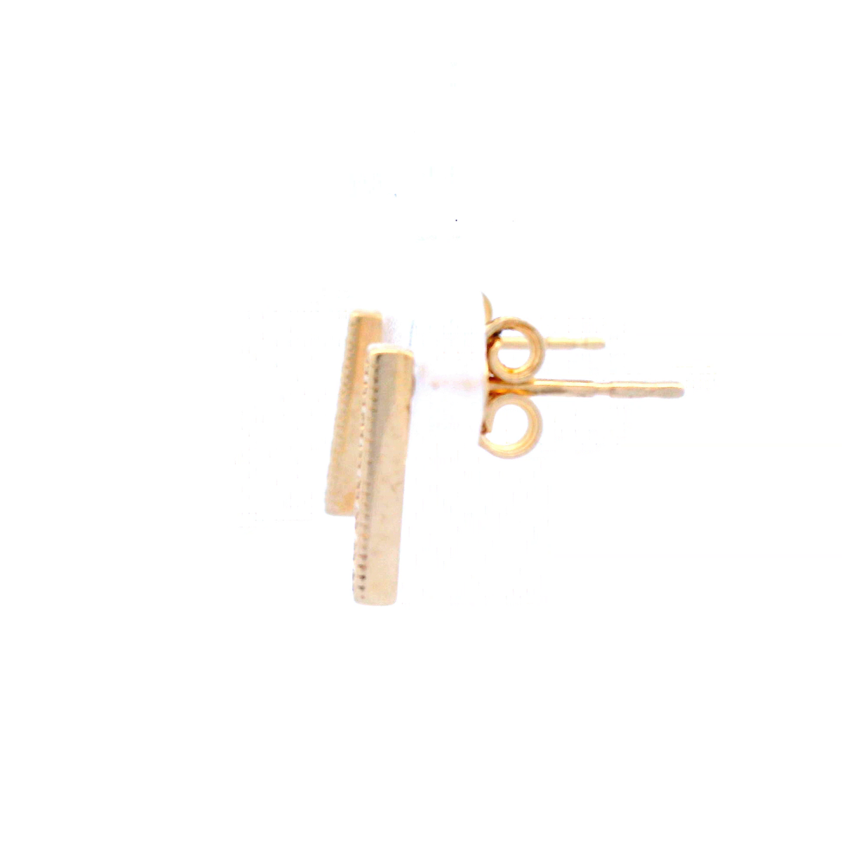 Yellow Gold Bar Earrings with Cubic Zirconia