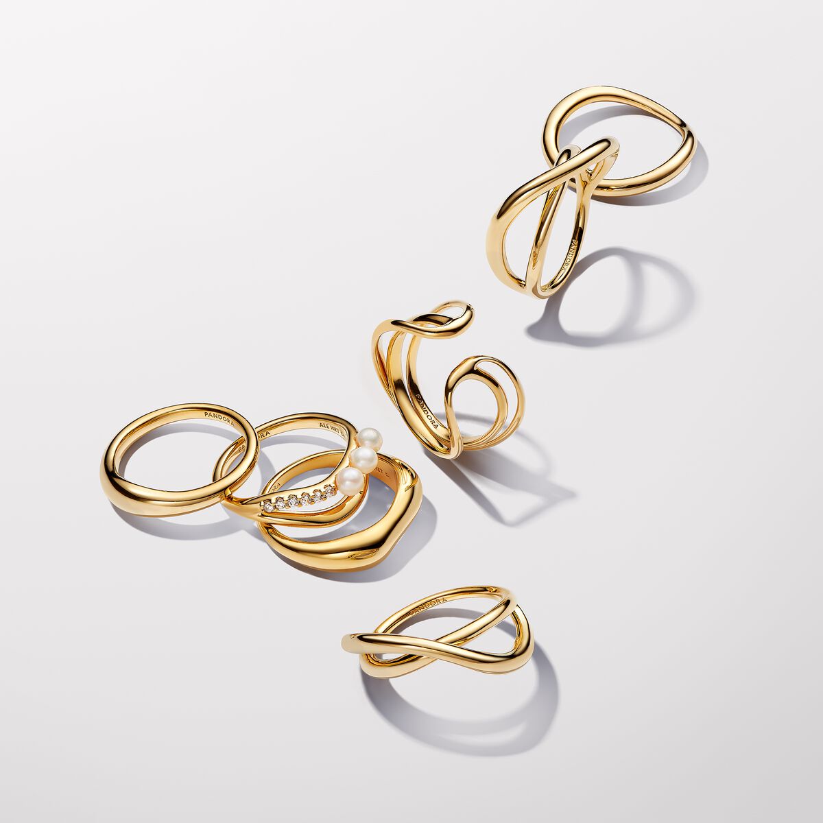 Organically Shaped Triple Band Open Ring - 56