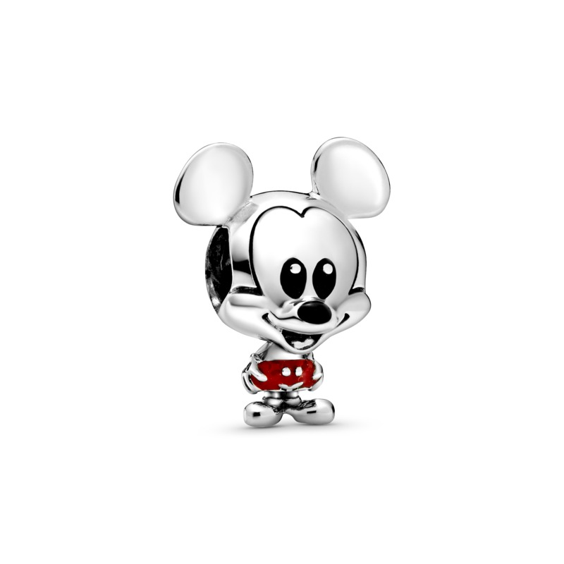 Disney Mickey Mouse Red Trousers Silver Charm w Red & Black Enamel