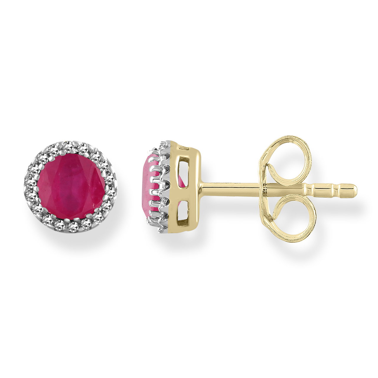 Diamond And Ruby Cluster Studs