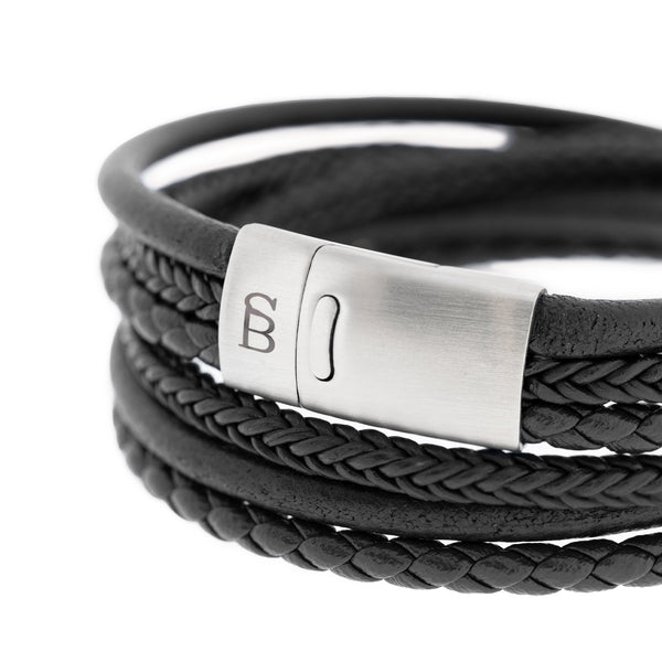 Bonacci Leather Bracelet Black Medium