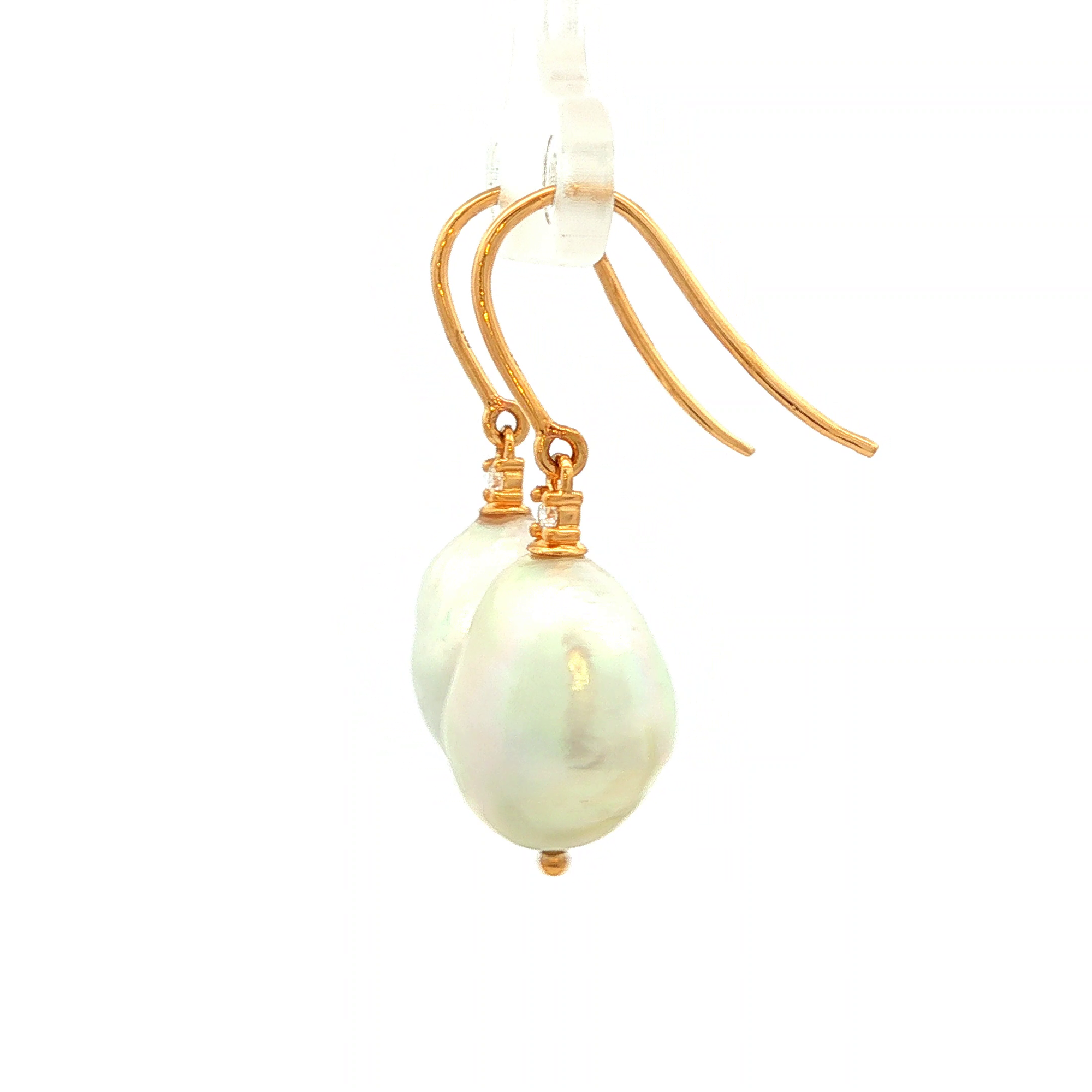 South Sea Baroque Pearl Earrings in Yellow Gold