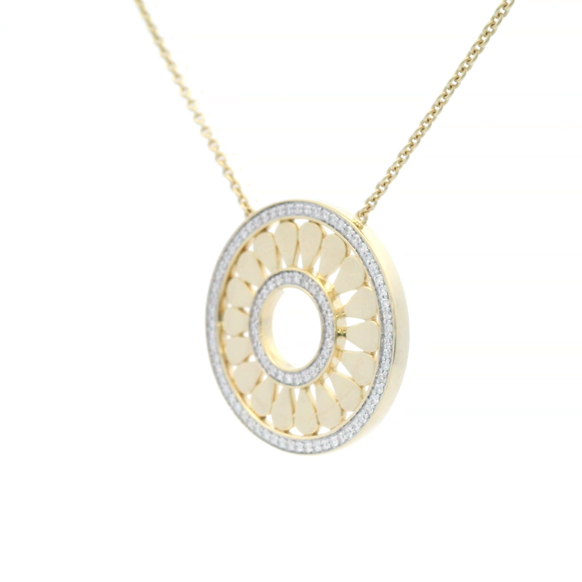 Diamond Open Circle Necklet Set in Yellow Gold