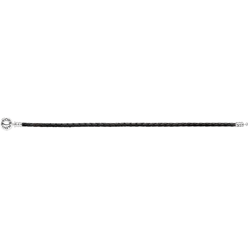 Silver leather bracelet, double, black