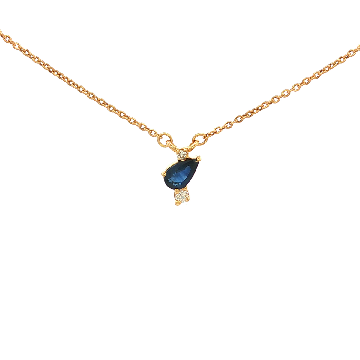 Pear Black Sapphire Necklace in Yellow Gold