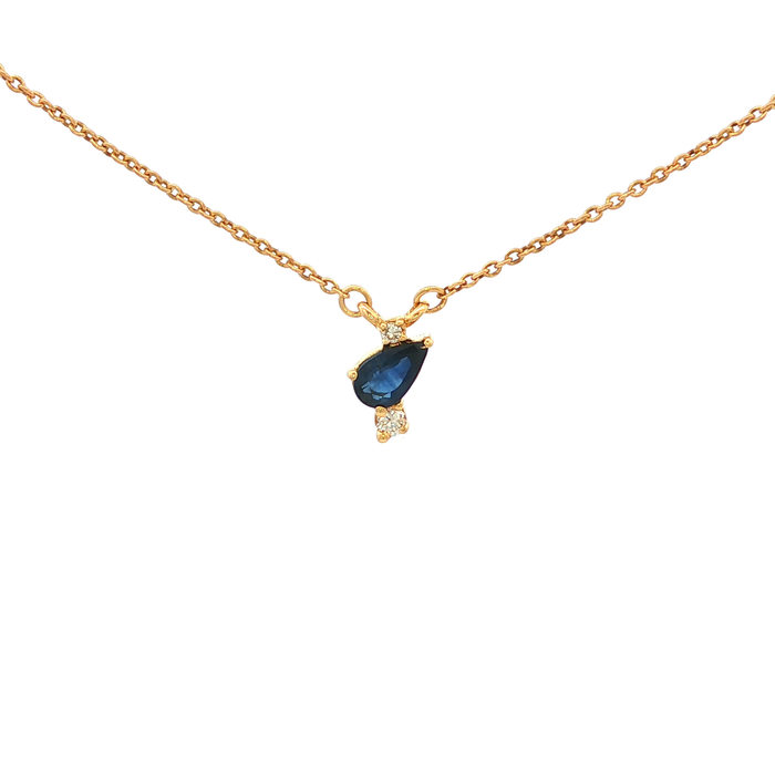 Pear Black Sapphire Necklace in Yellow Gold