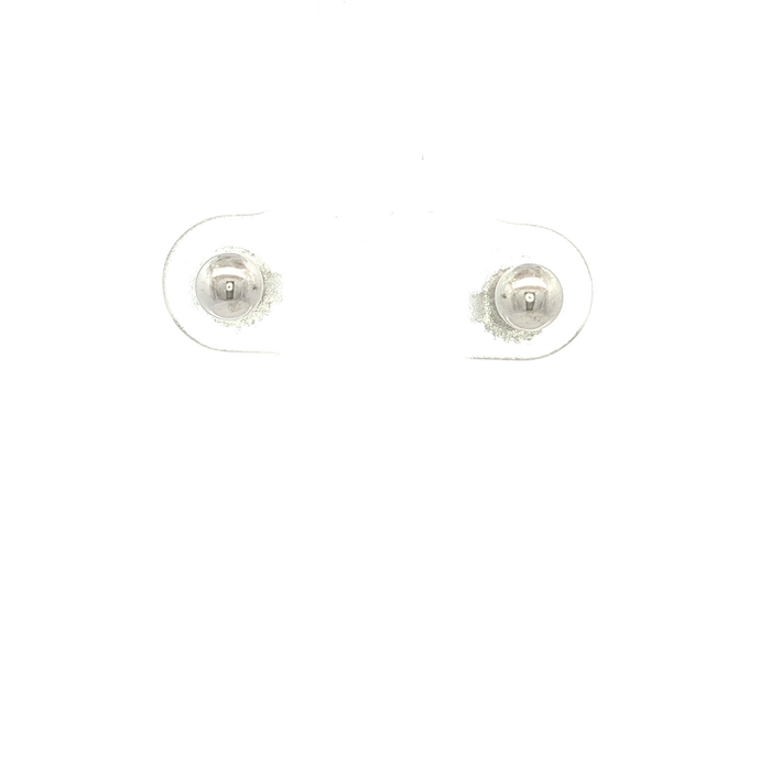 White Gold Rhodium Plated Round Ball Stud Earrings 4mm