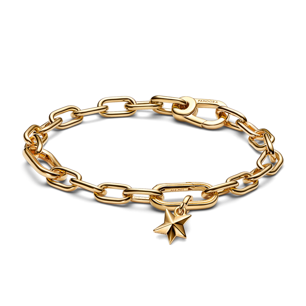 Pandora Me 14k Gold Plated link with Star Mini Dangle  Gift Set