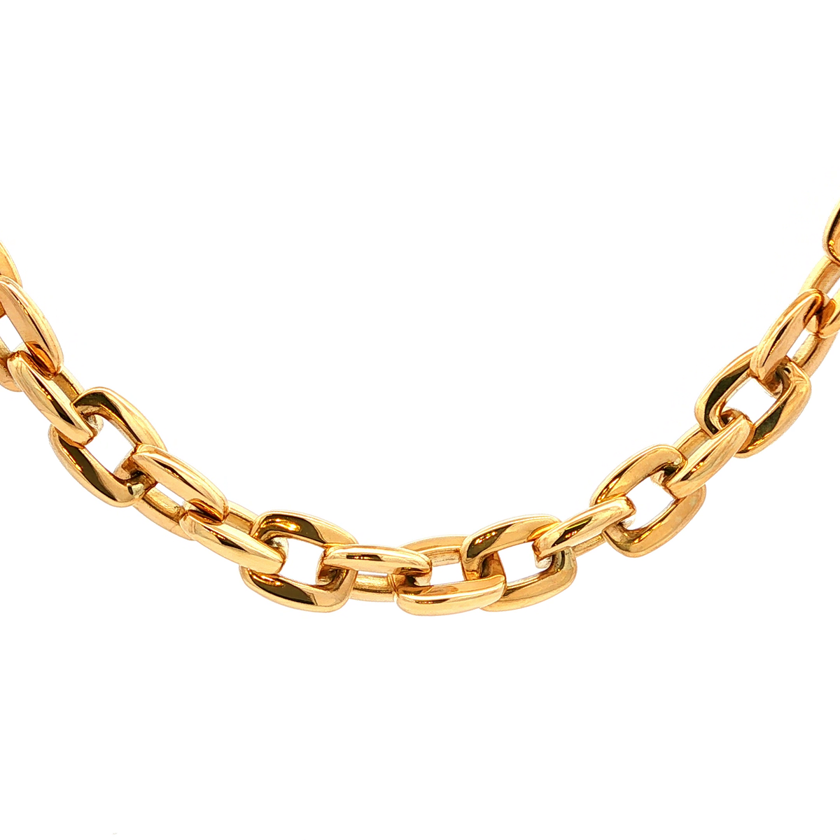 Square Link Chain Necklace in Yellow Gold