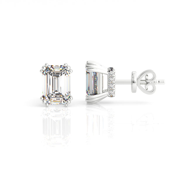 Georgini Elegant Essentials 7mm Emerald Cut Hidden Halo Stud  Earrings