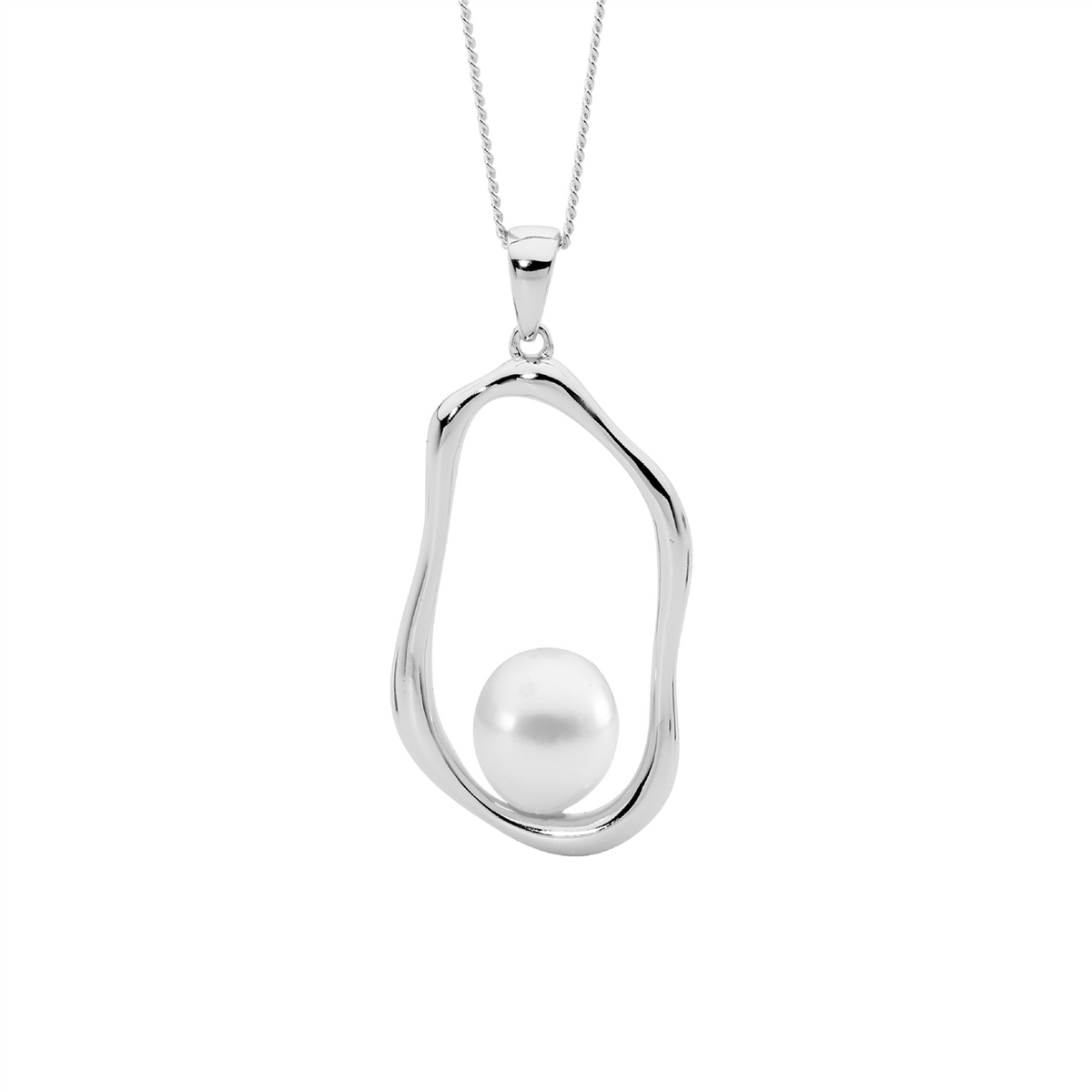 Ellani Open Oval Pendant with Freshwater Pearl
