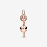 Polished & Pavé Bead Open Ring