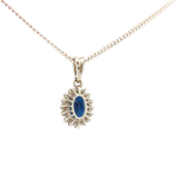 Blue Sapphire and Diamond Pendant in White Gold