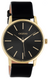 OOZOO Womens 40mm Black and Gold Watch with Leather Band