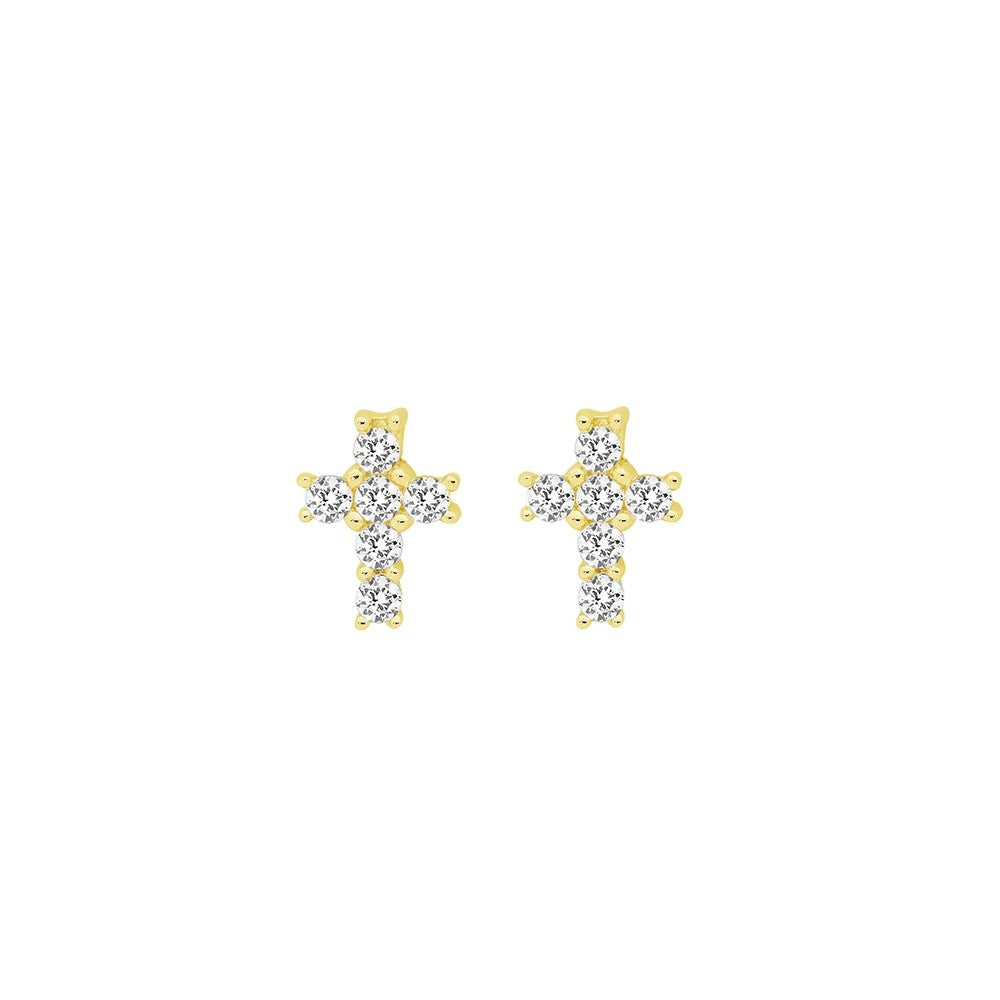 Sterling Silver Cross Stud with CZ
