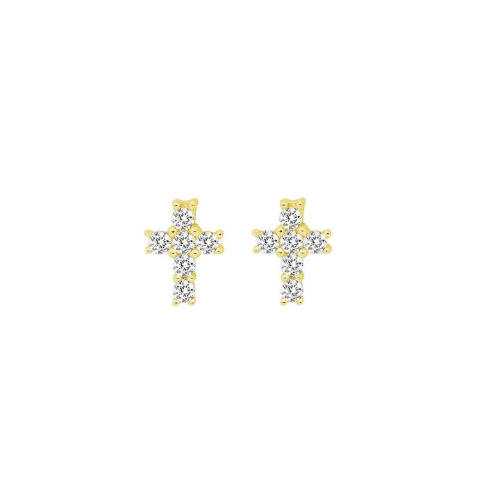 Sterling Silver Cross Stud with CZ