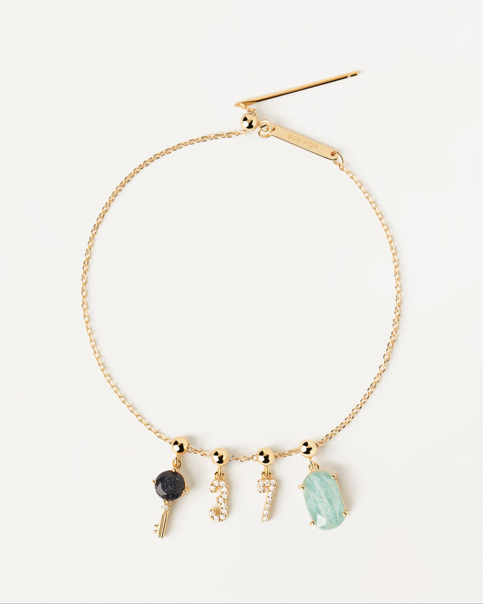 PDPaola Gold-Plated Charms Bracelet Necklace