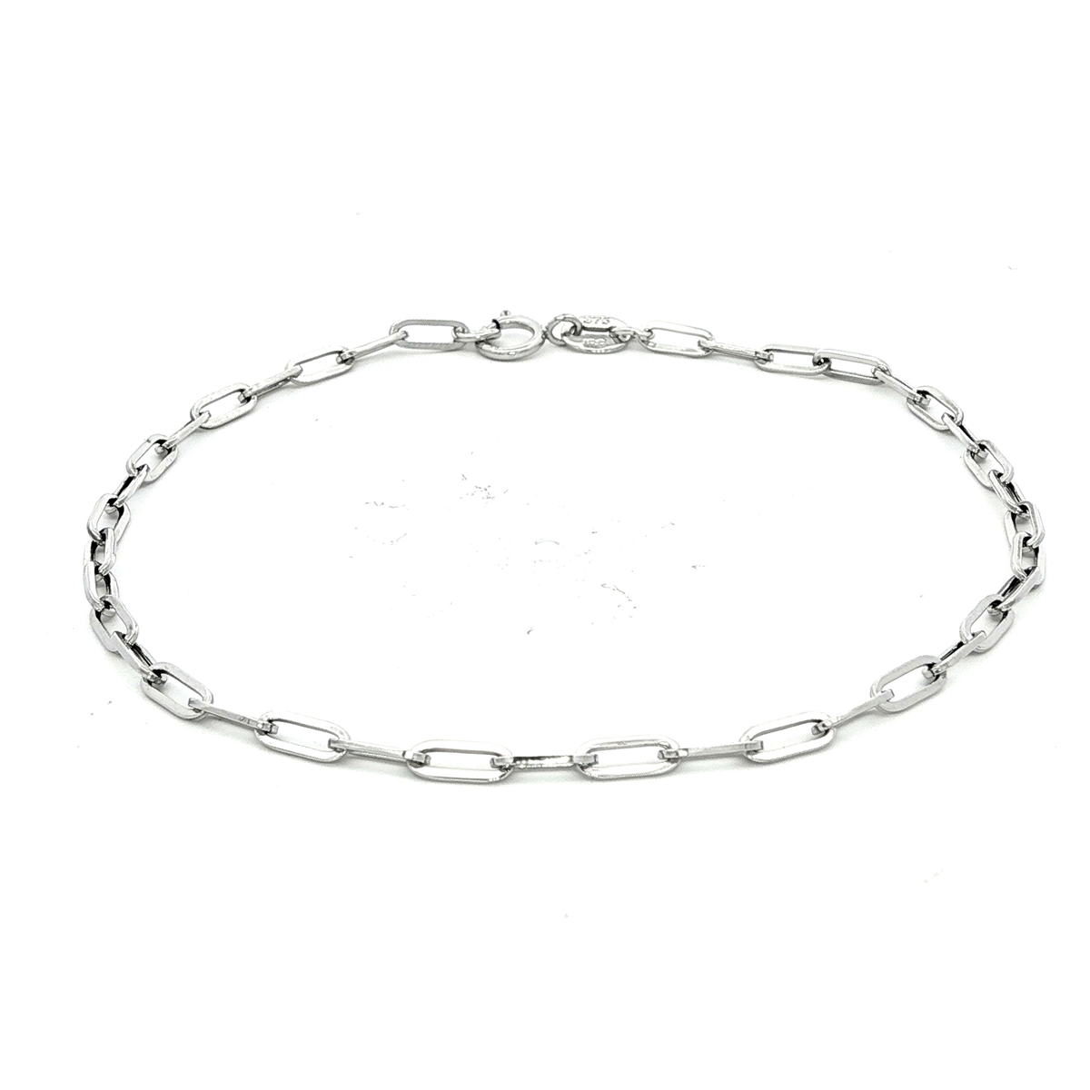 Thin Paper Chain Bracelet in White Gold
