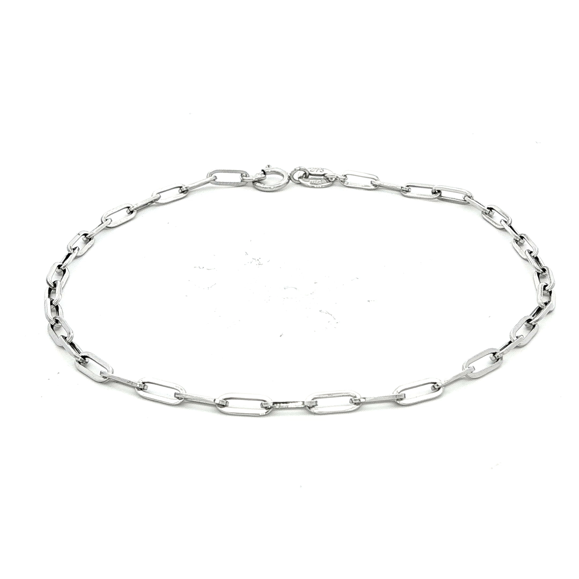 Thin Paper Chain Bracelet in White Gold