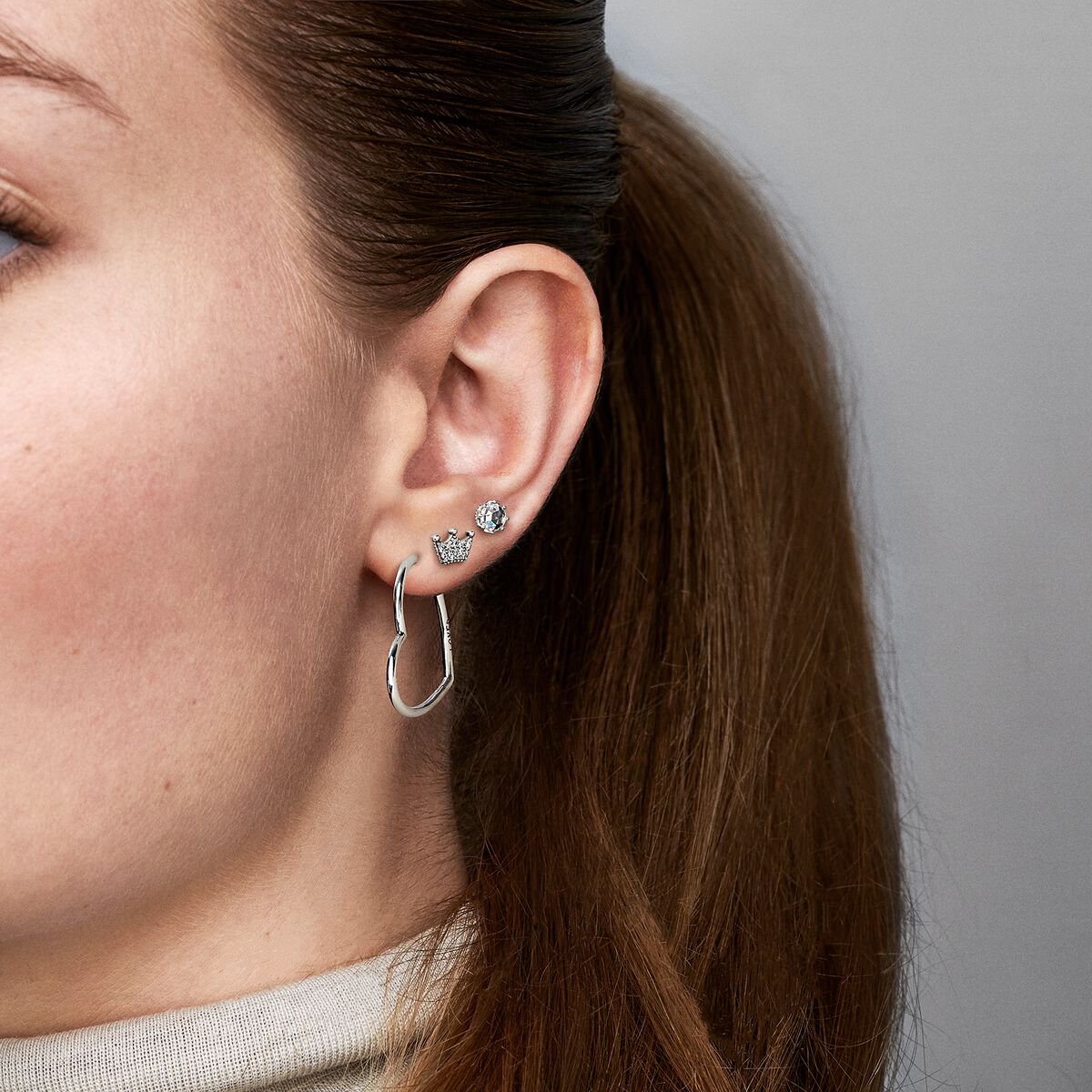 Asymmetrical Heart Hoop Earrings