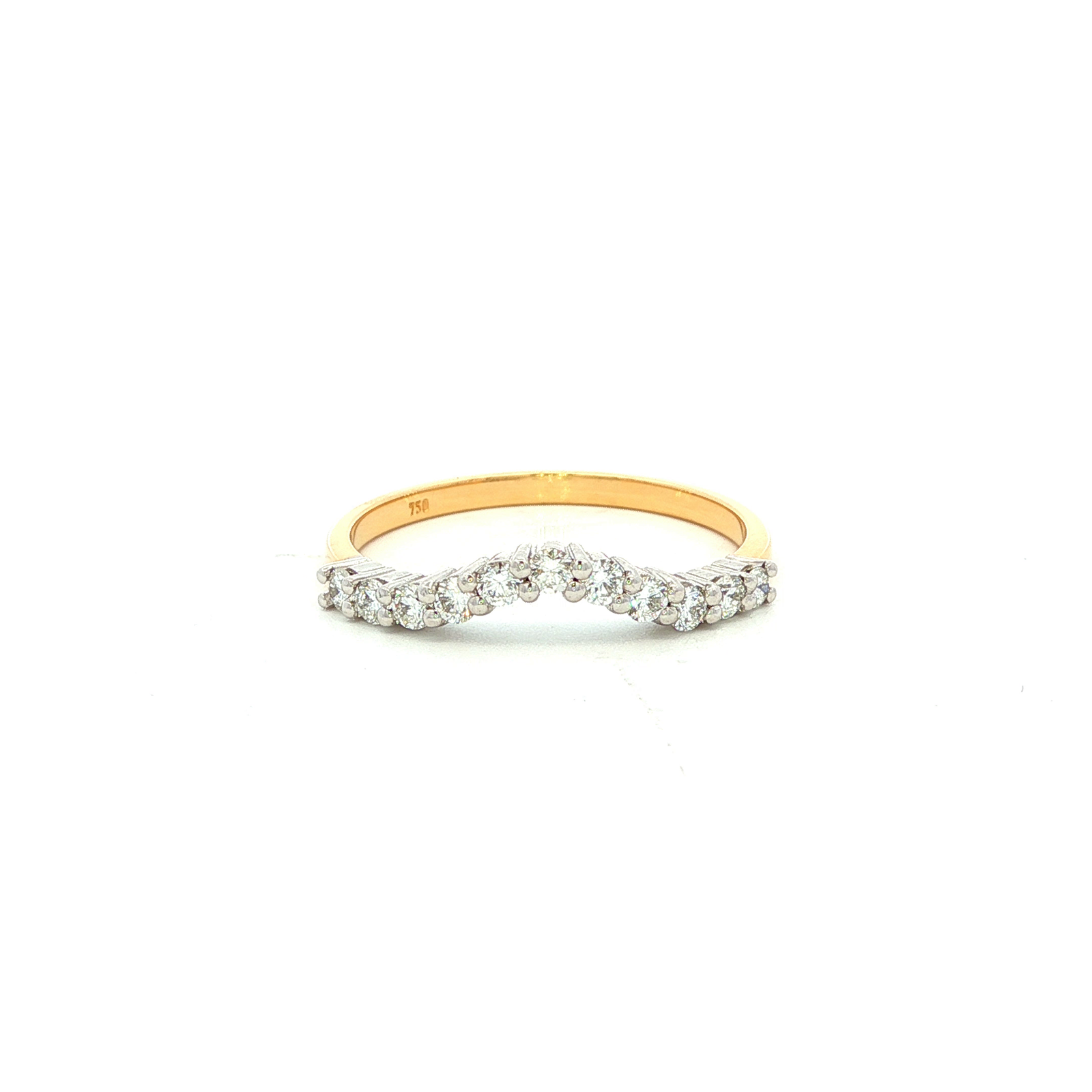Natural Diamond Curve Claw Set Wedding Band in Yellow Gold