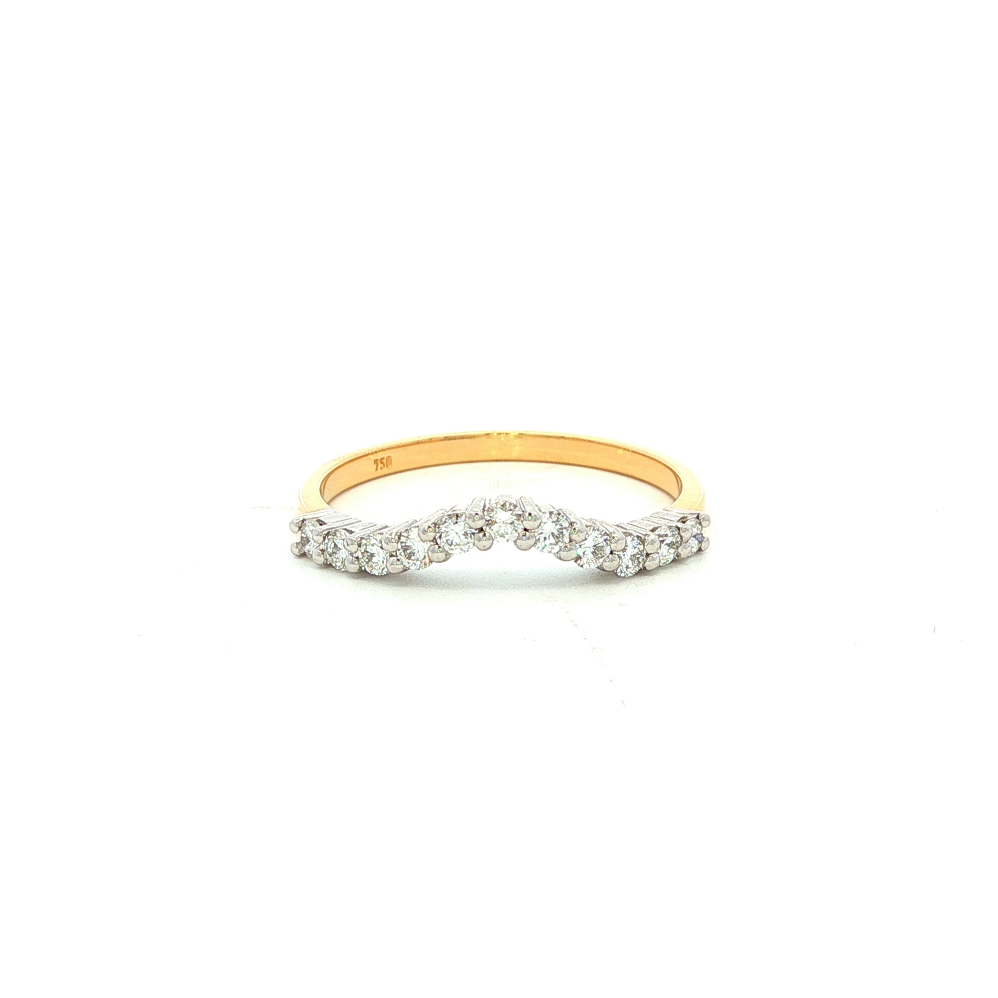 Natural Diamond Curve Claw Set Wedding Band in Yellow Gold