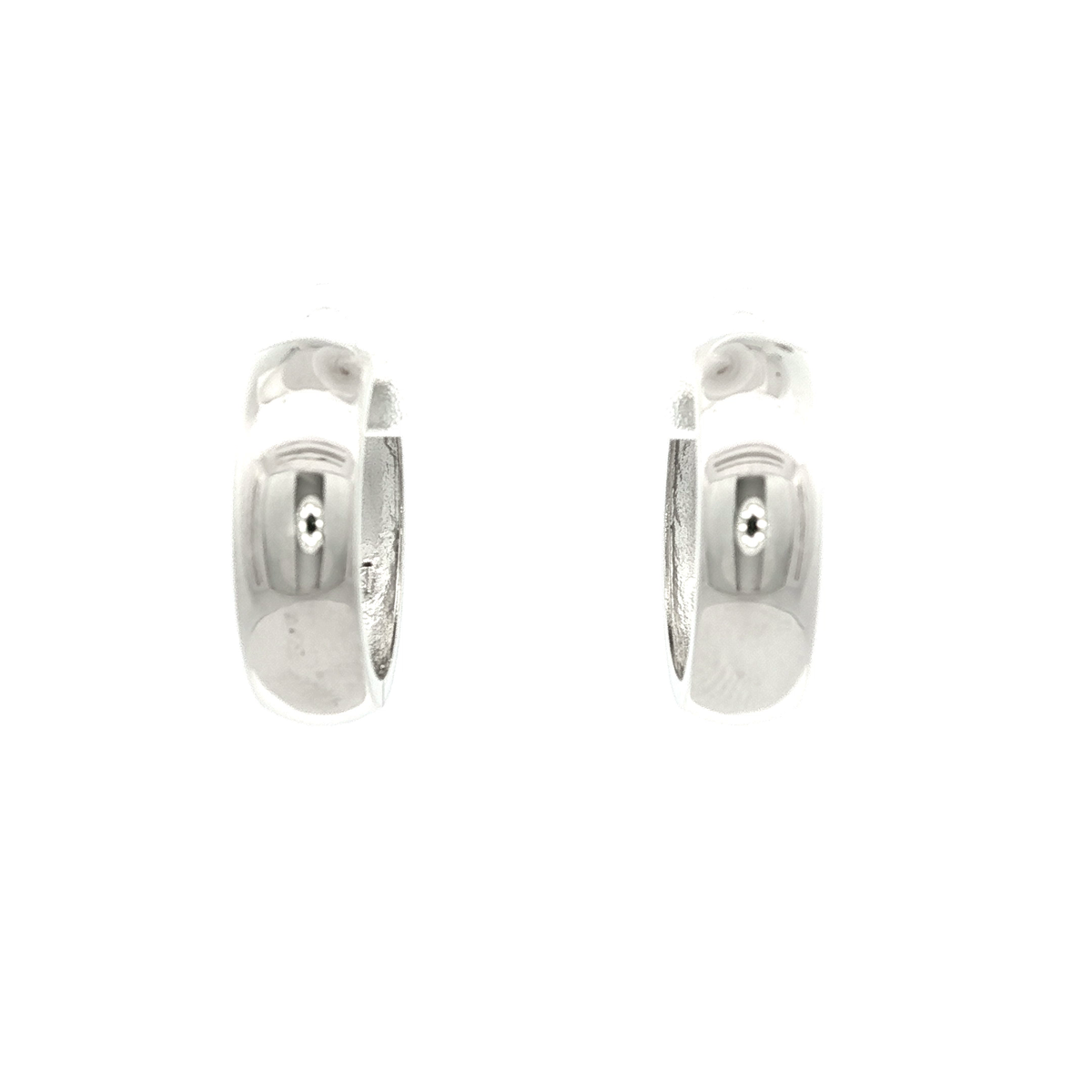 Classic Huggies Earrings in White Gold