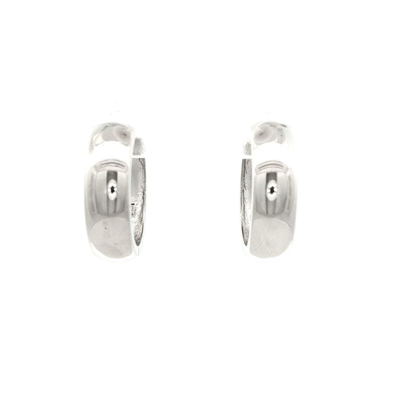 Classic Huggies Earrings in White Gold