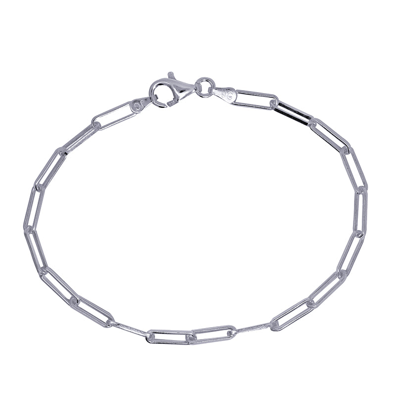 Sterling Silver Italian Open Rectangular Link ‘Paperclip’ Bracelet