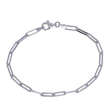 Sterling Silver Italian Open Rectangular Link ‘Paperclip’ Bracelet