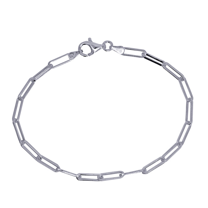 Sterling Silver Italian Open Rectangular Link ‘Paperclip’ Bracelet